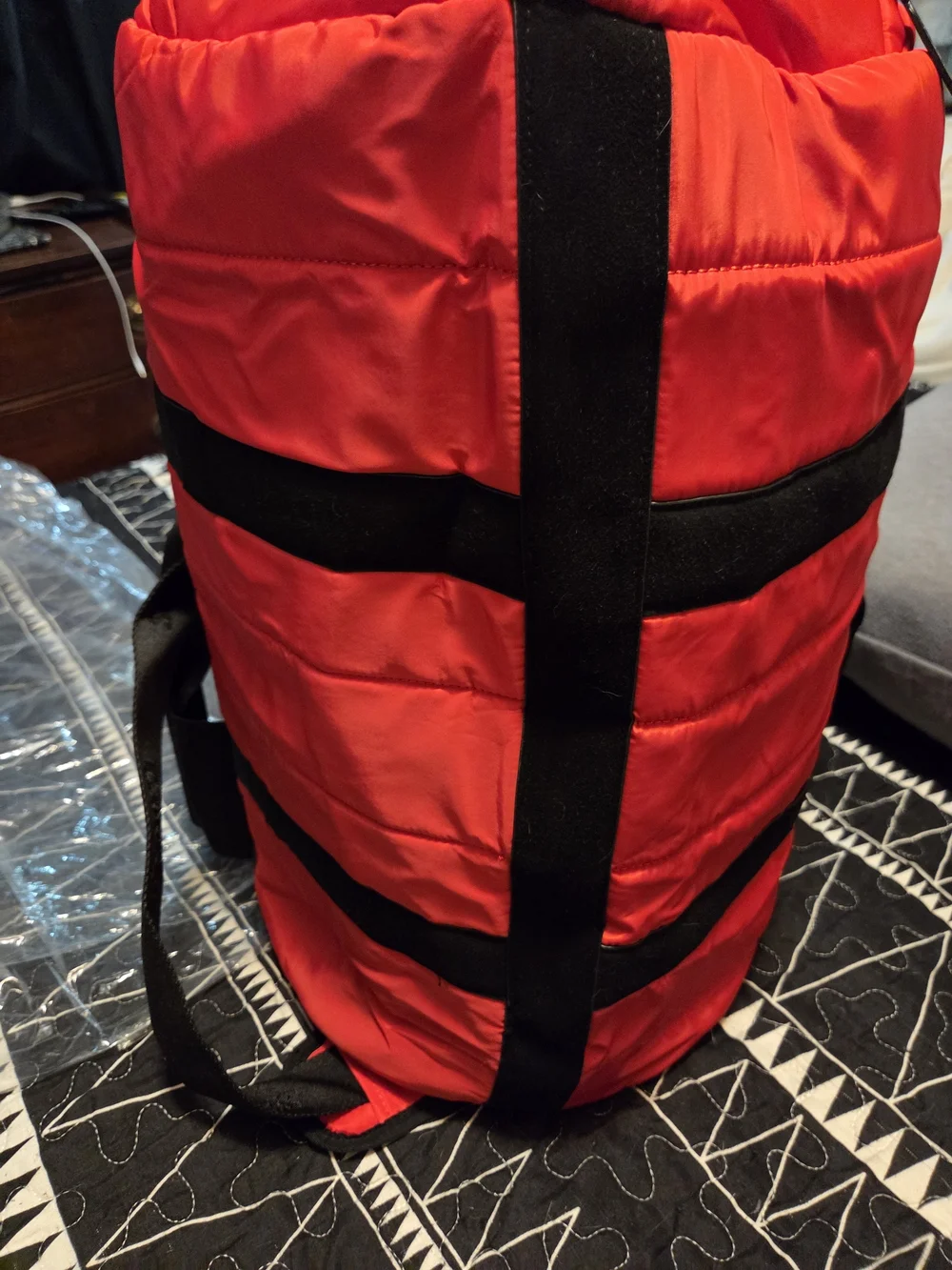 Cookies Red Quilted Duffel Bag for Men